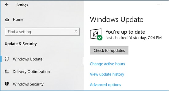 Check for Wifi Updates on windows settings