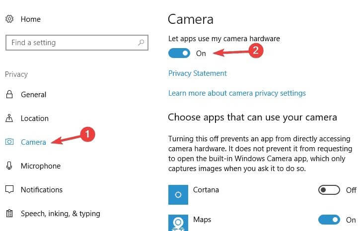 Choose Apps For Which You Want To Enable Webcam Permission