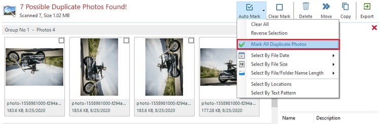 Choose Mark All Duplicate Photos choose mark all duplicate photos