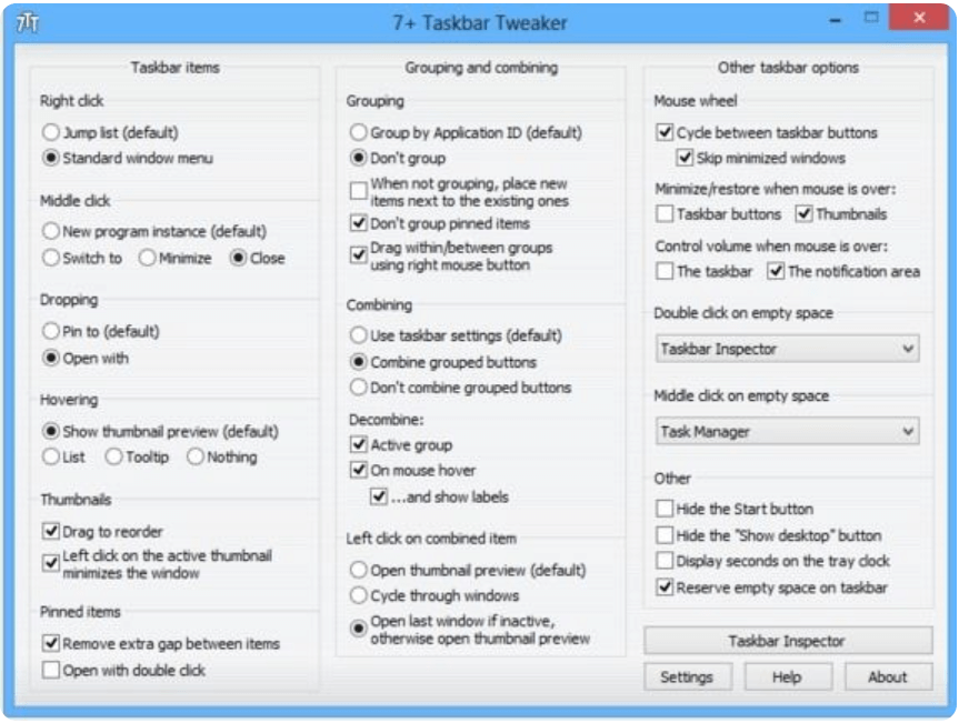 7+ Taskbar Tweaker 7+ Taskbar Tweaker