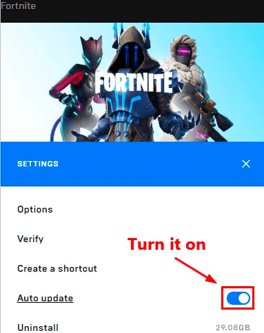 Autoupdate Fortnite