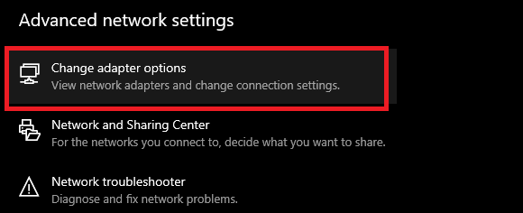 Change Adapter Settings