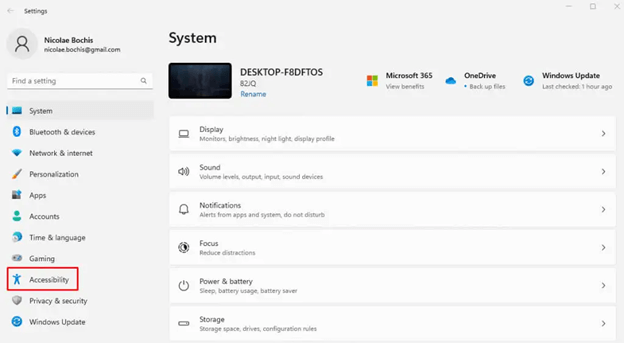 choose the Accessibility settings