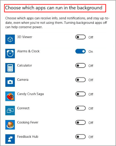 Choose which apps can run in the background Choose which apps can run in the background