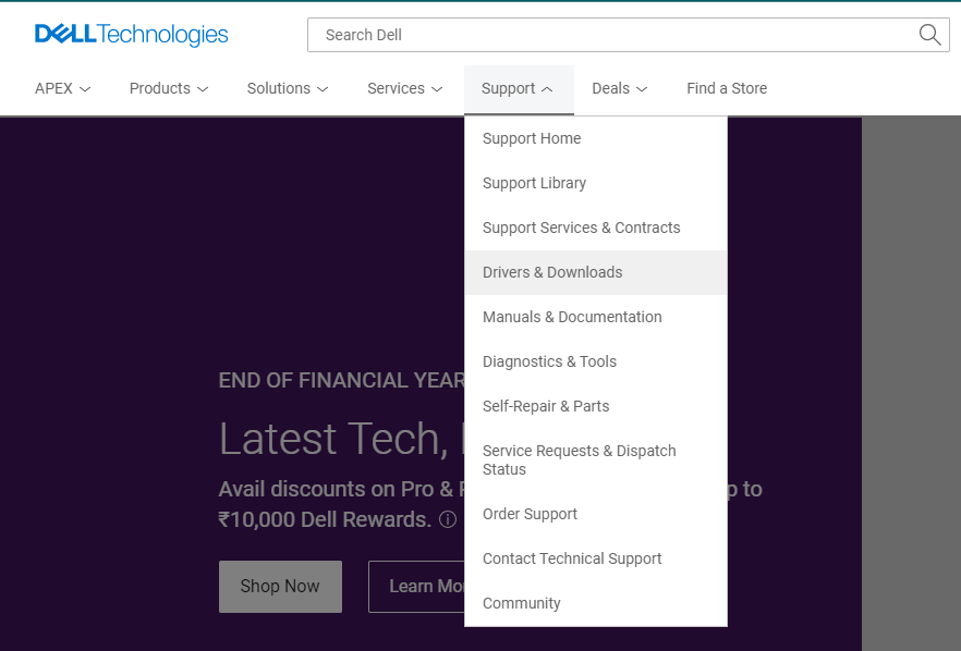 Click on Dell Support and Driver and Download Click on Dell Support and Driver and Download