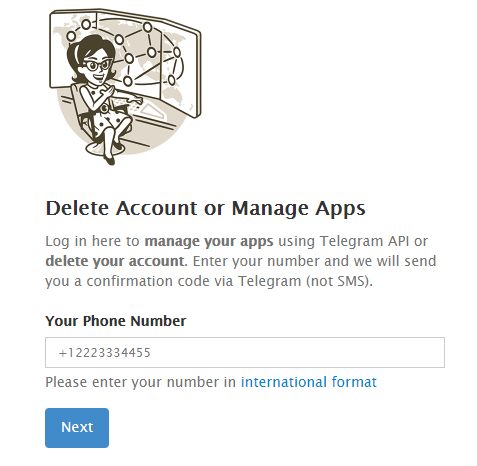 Delete Telegram Account Authorization Step - 1