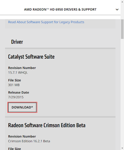 Download the appropriate driver for your operating system