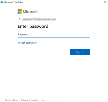 Enter your Microsoft login credentials