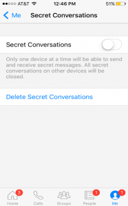 choose the options of Secret Conversations choose the options of Secret Conversations