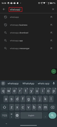 search functionality to find WhatsApp on android search functionality to find WhatsApp on android