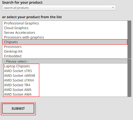 select your preferable product from amd official site