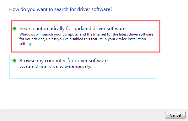 Search Automatically for the Updated Driver Software