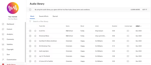 YouTube Audio Library YouTube Audio Library
